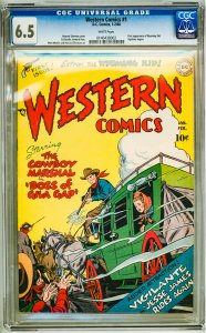 Western Comics #1 CGC 6.5! White Pages! 1st Appearance of Wyoming Kid!