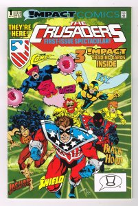 The Crusaders #1 (1992) Impact Comics  Trading Cards still attached and included