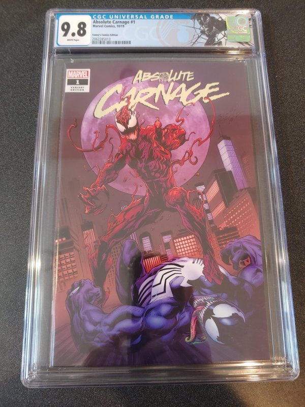 ​ABSOLUTE CARNAGE #1 CGC 9.8 SONNY'S COMICS EXCLUSIVE. MARK BAGLEY COVER.