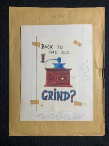 BACK TO THE OLD GRIND Coffee Grinder 7x9 Greeting Card Art #M1482