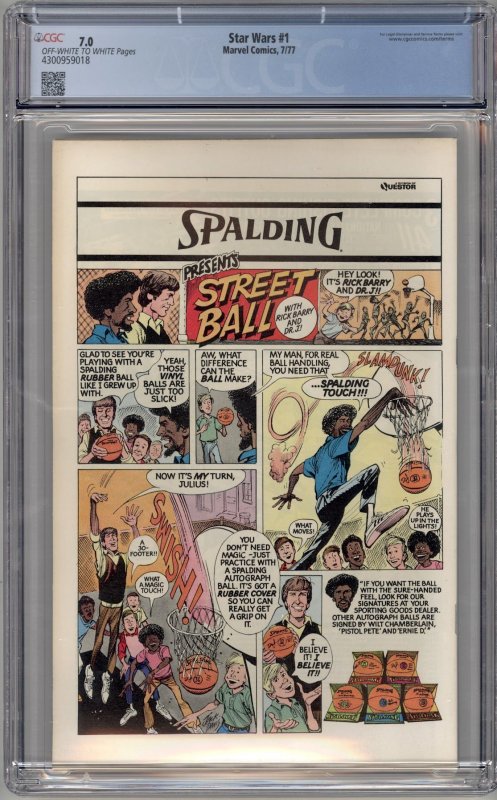Star Wars #1 (1977) CGC 7.0 FN/VF FIRST PRINTING!