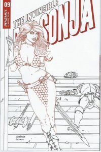 The Invincible Red Sonja # 9 Linsner 1 in 25 B&W Variant Cover !!   NM