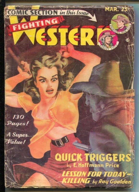 Fighting Western 3/1950-Trojan- Joseph Szokoli Spicy Girl Fight headlight cov...