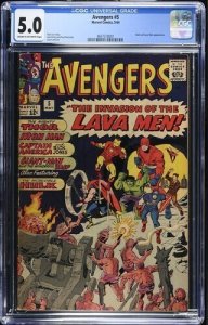 Avengers #5 1964 Marvel Comics CGC 5.0