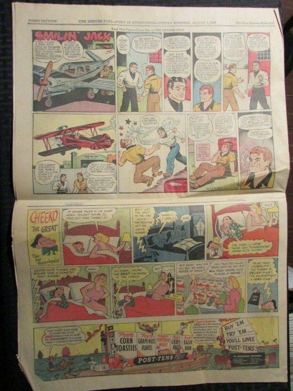 1947 Aug 3 SUNDAY 8pg Comic Section VG+ 4.5 Prince Valiant / Flash Gordon