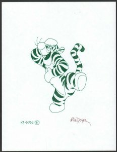 Winnie-the-Pooh Disney Green Ink Drawing - Tigger the Tiger Laugh by Mike Royer