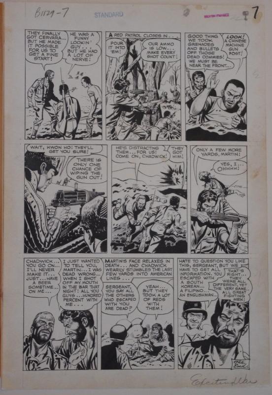 JOHN CELARDO original art, EXCITING WAR #5, pgs 1 2 3 4 5 6 7, 14x20, 1952,7 pgs