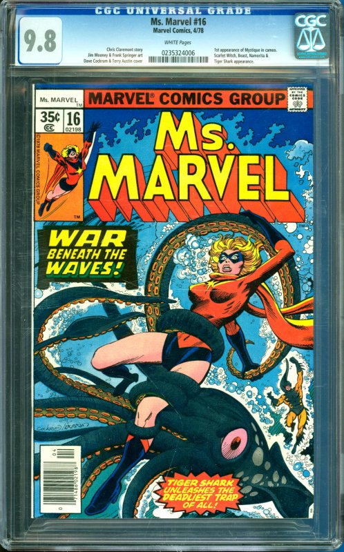 Ms. Marvel #16 CGC Graded 9.8 1st Appearance of Mystique in cameo