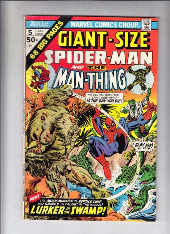 Giant-Size Spider-man and Man-Thing #5 (Jul-75) FN/VF+ High-Grade Spider-Man