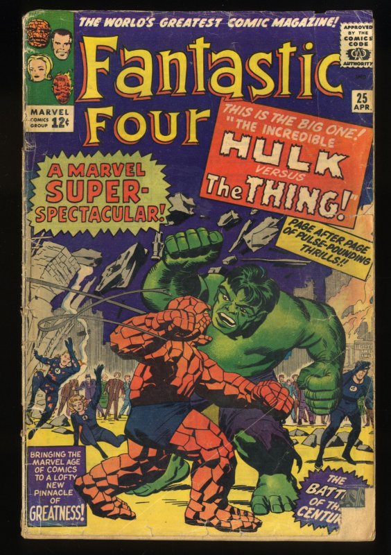 Fantastic Four #25 GD- 1.8 Hulk Vs. Thing Battle!