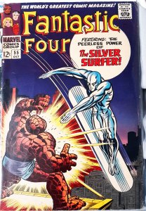 Fantastic Four #55 (1966) KEY 4th APPEARANCE of SILVER SURFER vs Thing! FN/VF+