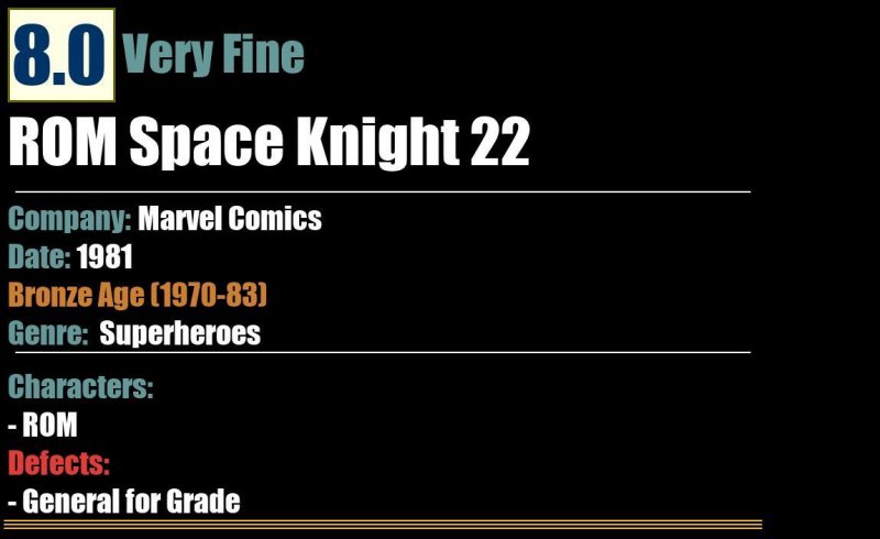 ROM Space Knight 22 (1981) VF Bronze Age Marvel Comics