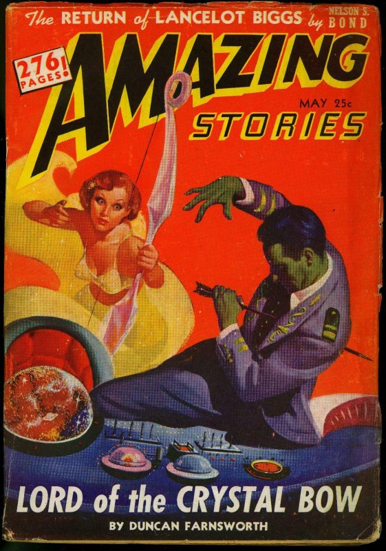 Amazing Stories Pulp May 1942- Good Girl Art cover- Nelson S Bond VG