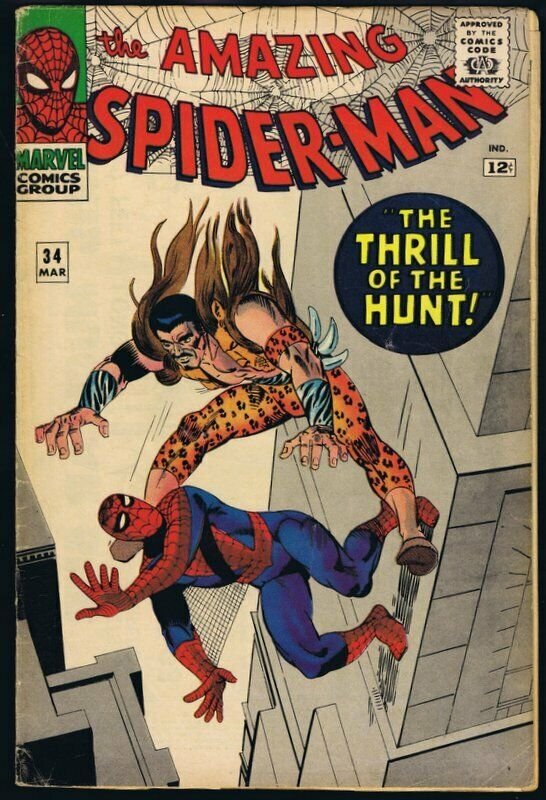 Amazing Spiderman #34 ORIGINAL Vintage 1966 Marvel Comics Kraven the Hunter