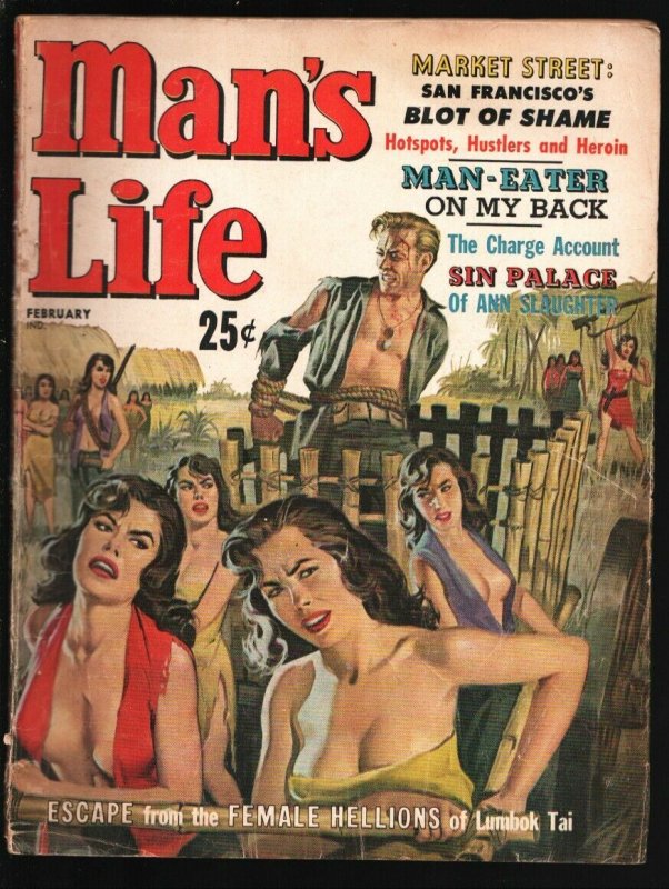 Man's Life 2/1960-Shame of San Francisco-Bondage cover-Cheesecake pix-exploit...