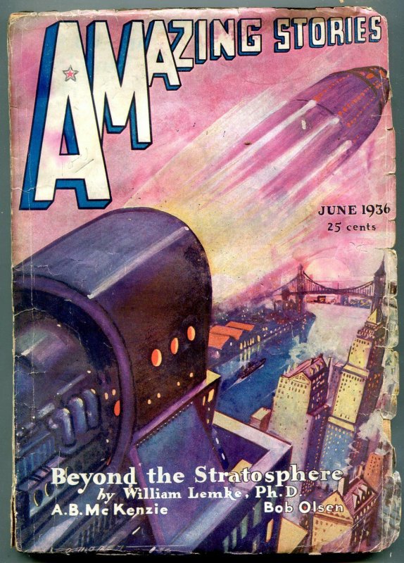 Amazing Stories Pulp June 1936-Beyond the Stratosphere G+