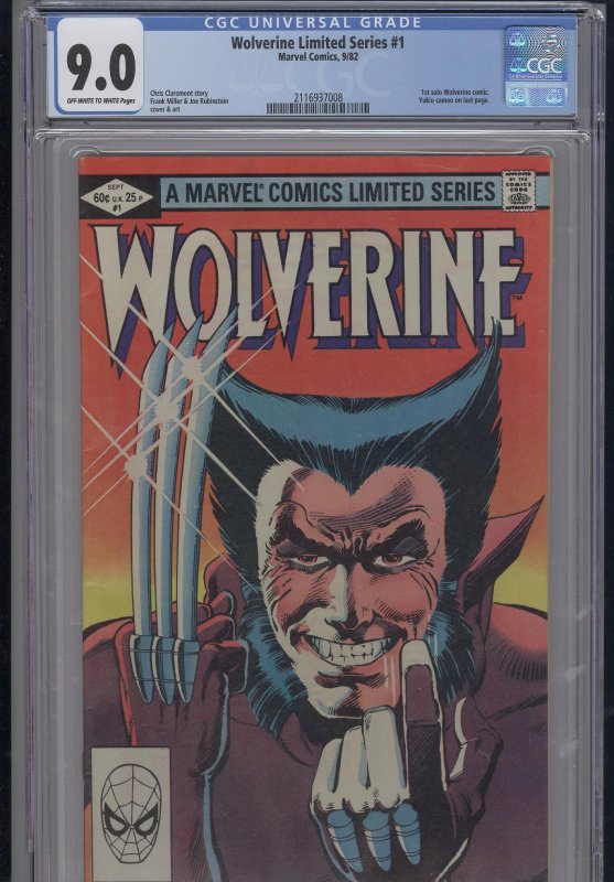 Wolverine #1 Limited Series  CGC 9.0   High Grade Very Sought After Book