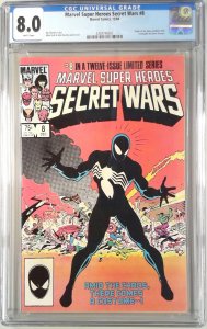 SECRET WARS 8 (1984) CGC 8.0 ORIGIN & 1ST APPEARANCE OF SYMBIOTE VENOM (SLAB ...