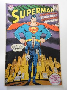 Superman #201 (1967) VG- cover and 1st wrap detached bottom staple, tape pull fc