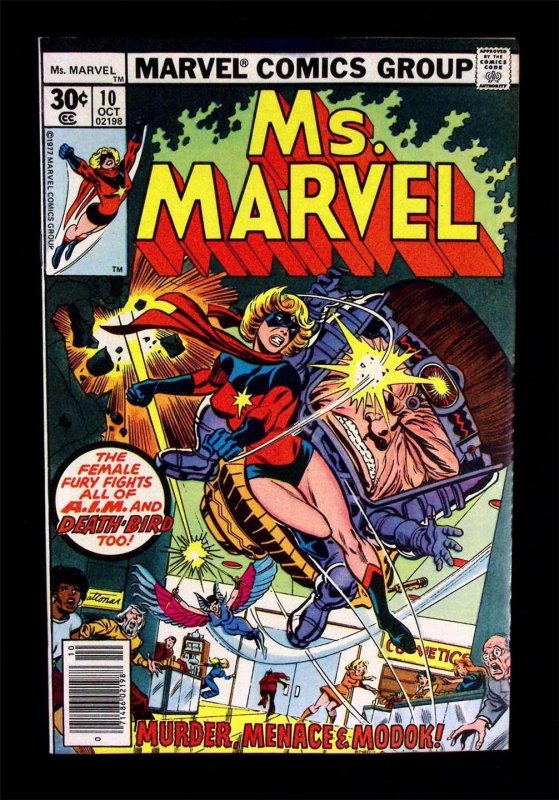 Ms.Marvel #10 Oct 1977,Newsstand 2nd app Death-Bird, Modok, Carol Danvers  VF/NM