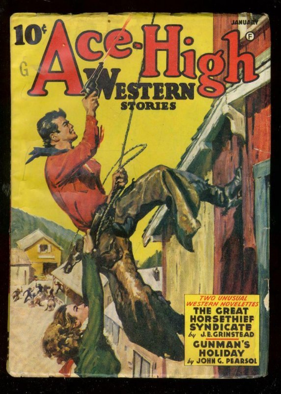 ACE-HIGH WESTERN JAN 1942-PULP-GOOD GIRL ART-PEARSOL- FN