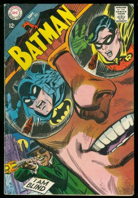 BATMAN #205 1968-I AM BLIND-DC COMIC ROBIN ALFRED ISSUE VG