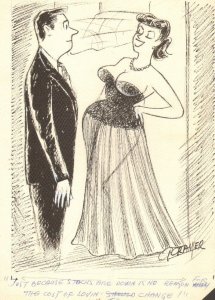 Babe in Expensive Dress Gag - 1959 Humorama art by Al Cramer