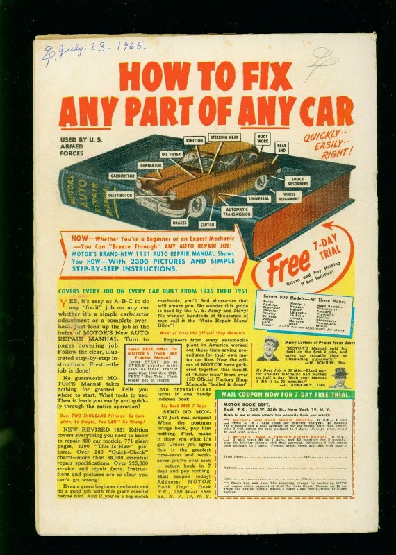 TOMAHAWK #13 1952- DC WESTERN - DAN HUNTERS RIVAL- GOLDEN AGE VG- 