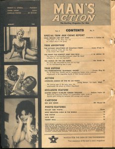 Man's Action 8/1962-Candor Pubs-spicy woman-cheesecake pix-pulp thrills-VG-