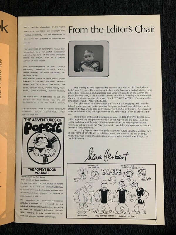1979 THE ADVENTURES OF POPEYE The Popeye Book Volume 1 FVF 7.0