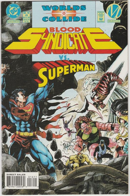 2 DC Comic Books Worlds Collide # 1 Blood Syndicate # 16 Superman Milestone BH55