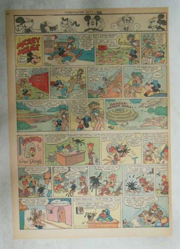 Mickey Mouse Sunday Page by Walt Disney from 10/7/1945 Tabloid Page Size 