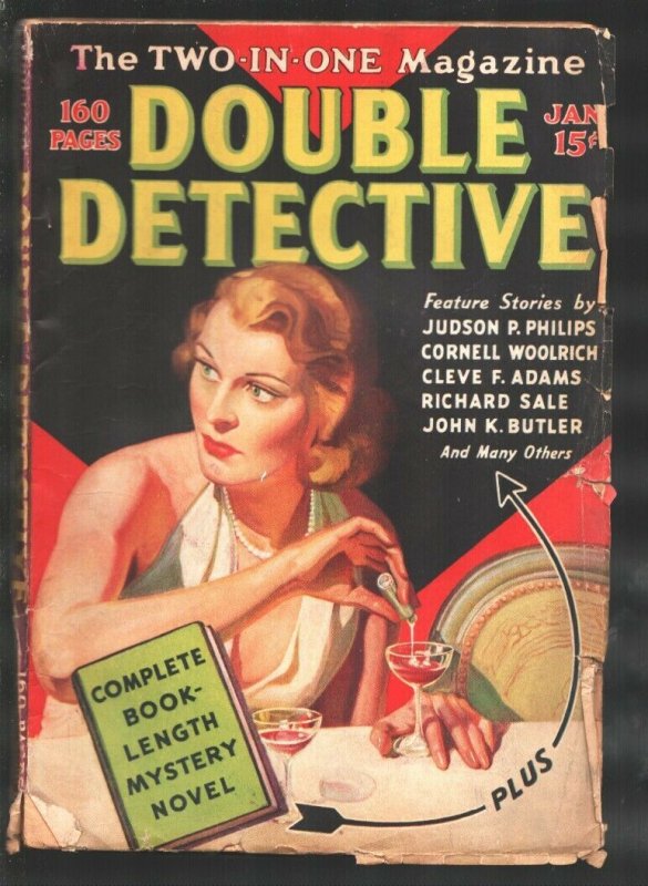 Double Detective #3 1/1938--Rudolph Belarski Evil woman cover-Pulp crime-Corn...