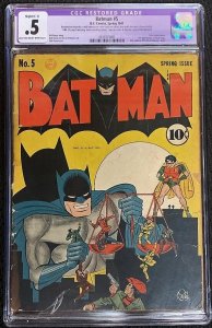 Batman #5  (1941) CGC 0.5 Restored