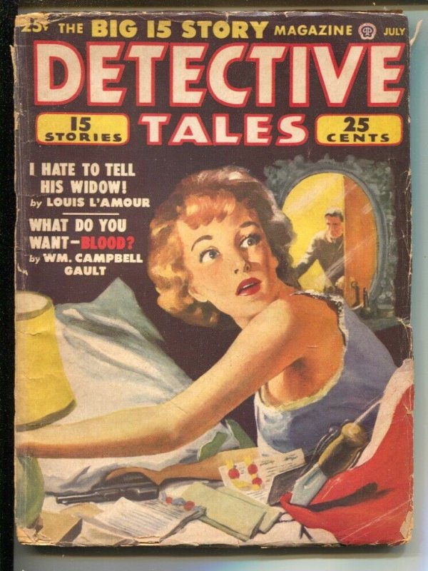 Detective Tales 7/1949-Popular-GGA cover-Louis L'amour-William Campbell Gault...