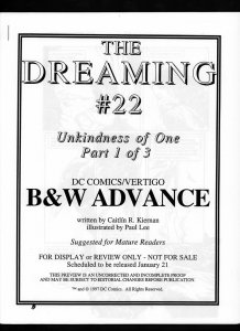 THE DREAMING #22 - Unkindness of One 1/3 DC COMICS B&W PREVIEW 1997