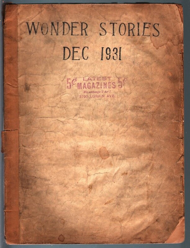 WONDER STORIES 12/1931-SCI-FI PULP-BARGAIN COPY P/FR