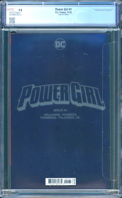 Power Girl #1 CGC 9.8 Louw Foil Variant 1st Appearance of Amalak DC 2023 3013