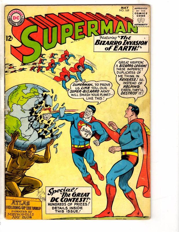 Superman # 169 VG DC Silver Age Comic Book Bizarro Batman Flash Arrow Atom LD1