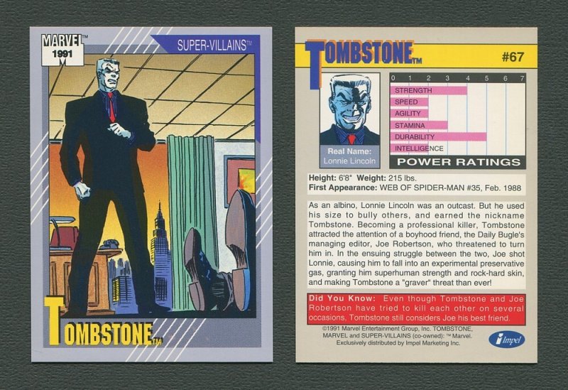 1991 Marvel Comics II  Card  #67 ( Tombstone )  MINT