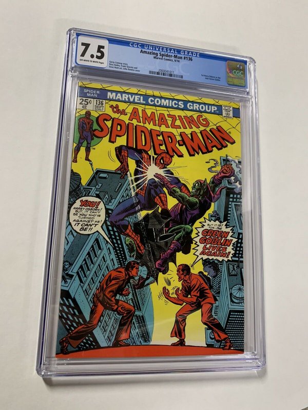 Amazing Spider-man 136 Cgc 7.5 Ow/White Pages Marvel Bronze Age