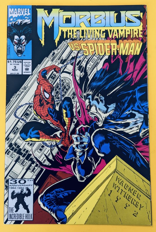 Morbius: The Living Vampire #3 (1992) Spider-Man Appearance! VF+