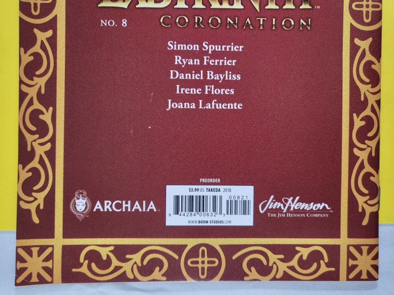 Jim Henson's Labyrinth Coronation #8 Sana Takeda Pre-Order Variant 2018 Archaia