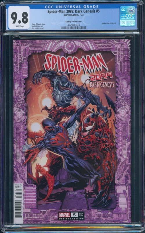 Spider-Man 2099 Dark Genesis 5 CGC 9.8 Lashley Venom Carnage Variant Marvel 2023