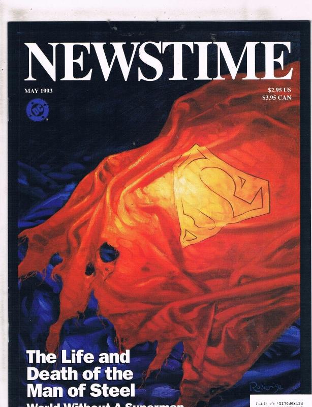 Newstime May 1993 DC Comic Book Magazine Death Of Superman Tie-In VF-NM J115