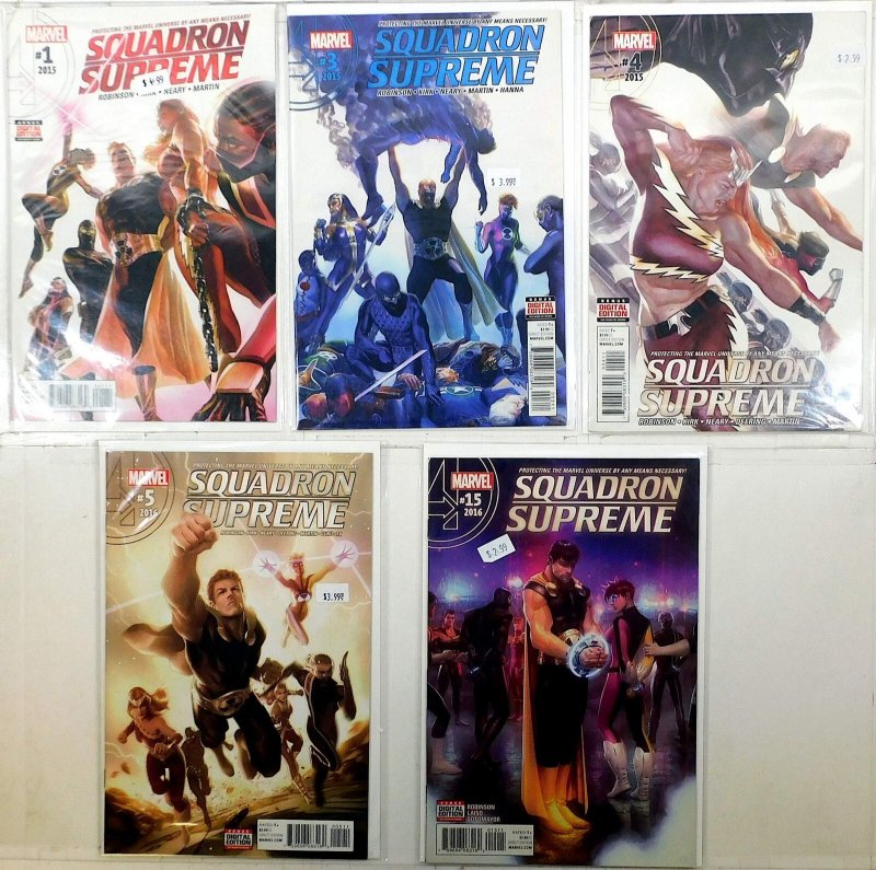 Squadron Supreme Lot of 5 #1, 3, 4, 5, 15 (2016) Marvel Comics 1st Print