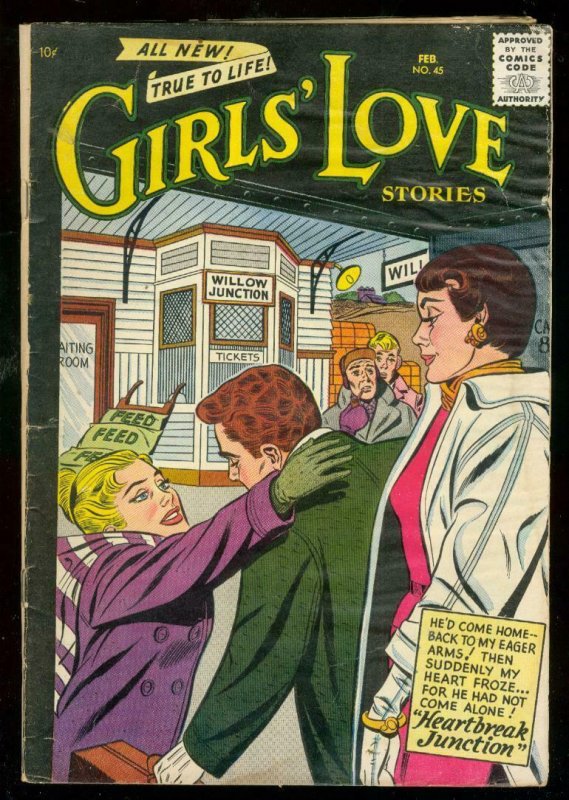 GIRLS LOVE STORIES #45 1957-DC ROMANCE-HEARTBREAK JUNCT G