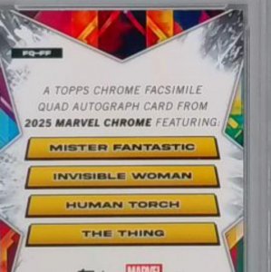 2025 Topps Chrome Marvel FANTASTIC FOUR Quad Autograph /8 (PSA 8)