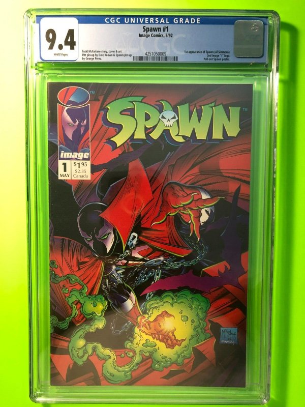 SPAWN 1 5/92 CGC 9.4 WHITE PAGES ORIGINAL OWNER 