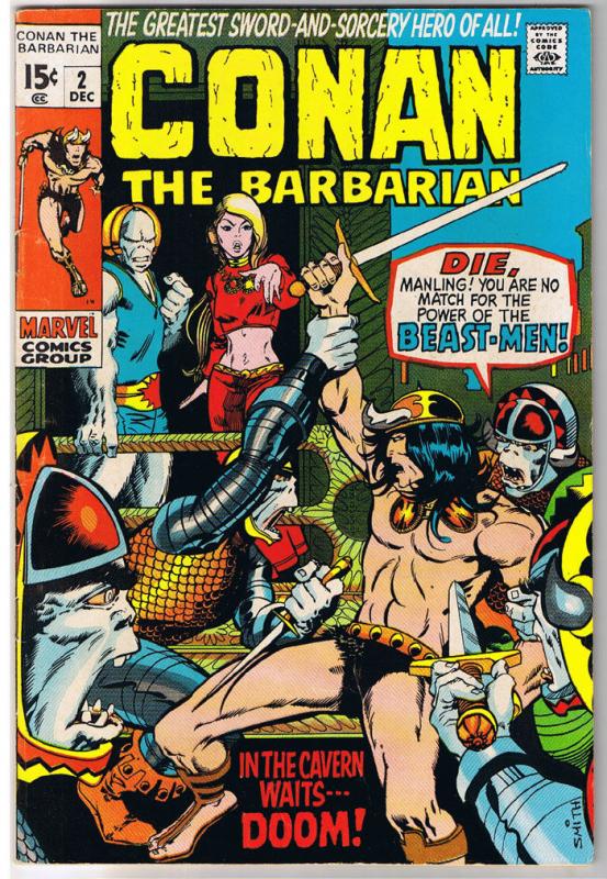 CONAN the BARBARIAN #2, VF-, Robert Howard, Barry Smith, 1970, Beast  Lair